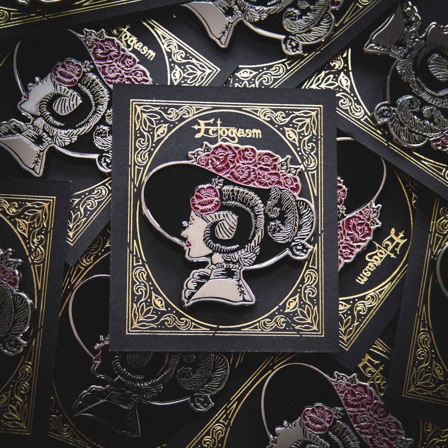 Horned Lady in Derby Hat Enamel Pin