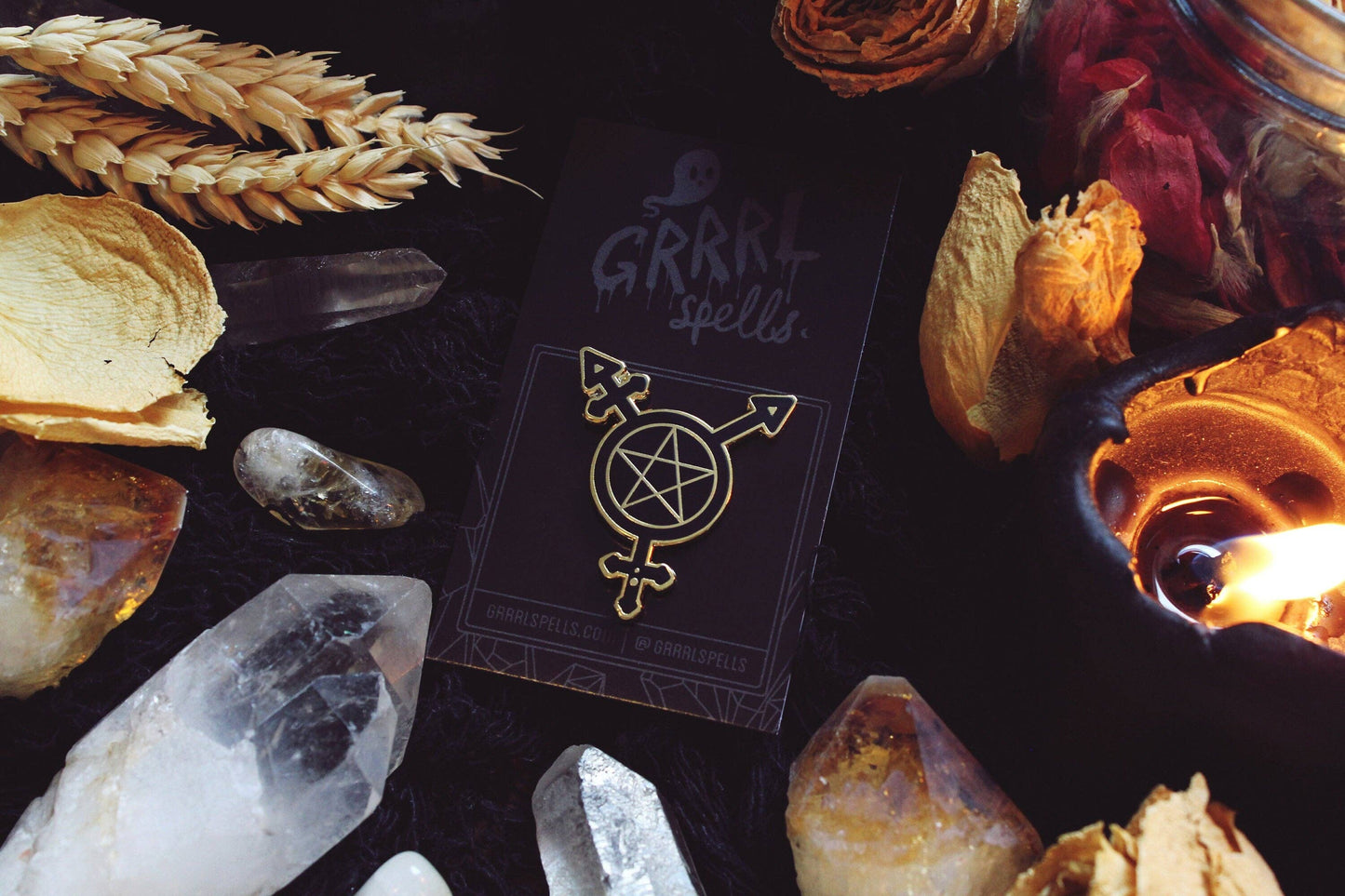 Trans Symbol Pentacle Pin: Gold