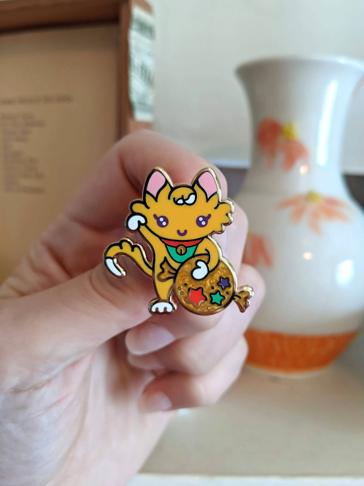 Lucky Orange Cat Enamel Pin