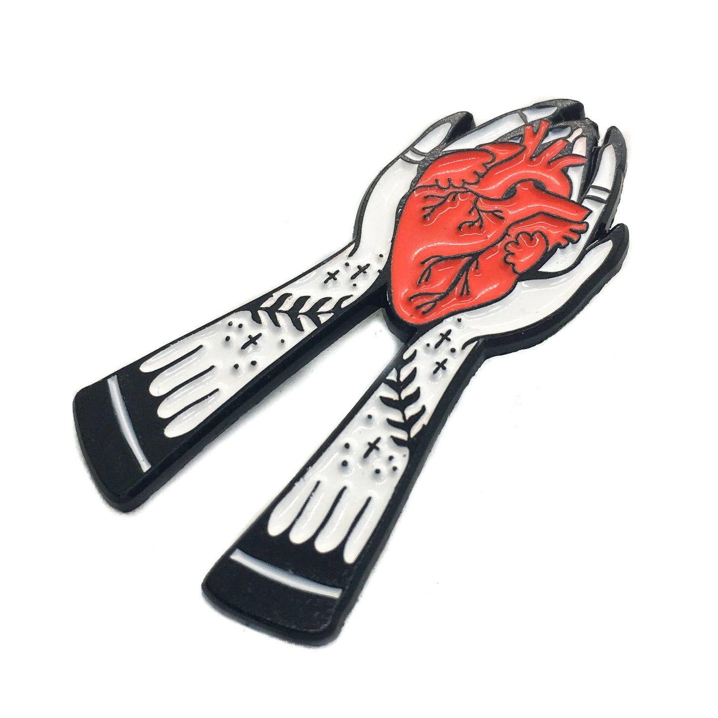 Hands Holding Heart Enamel Pin