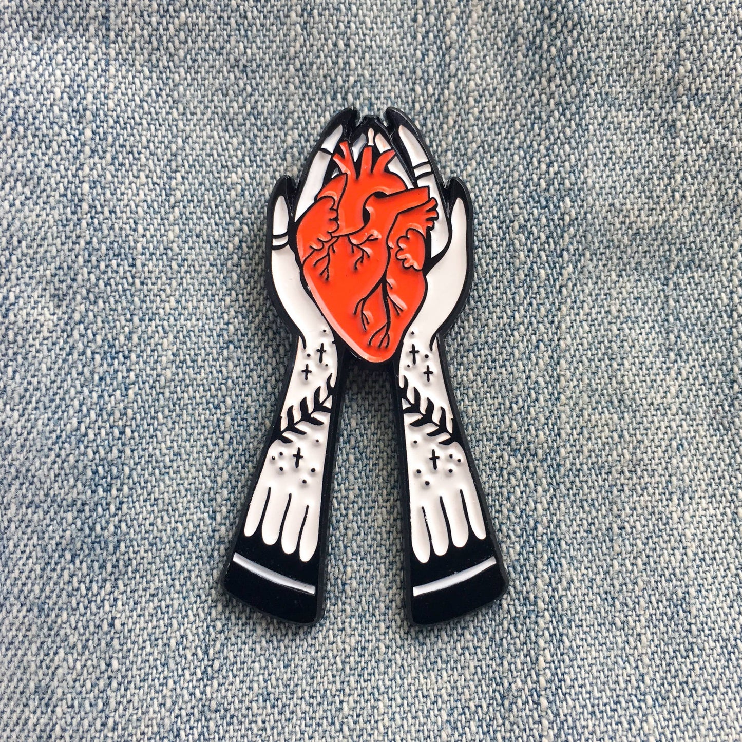 Hands Holding Heart Enamel Pin