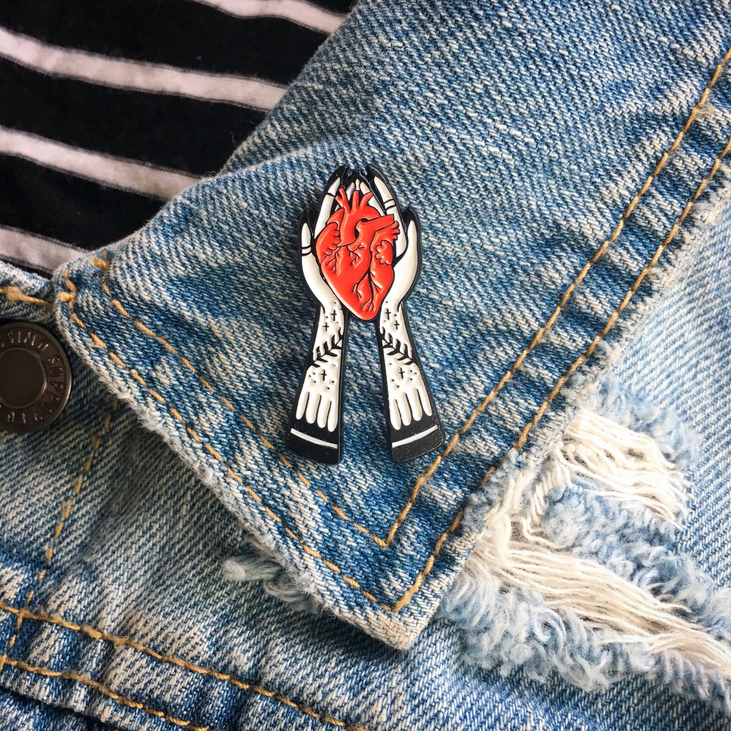 Hands Holding Heart Enamel Pin