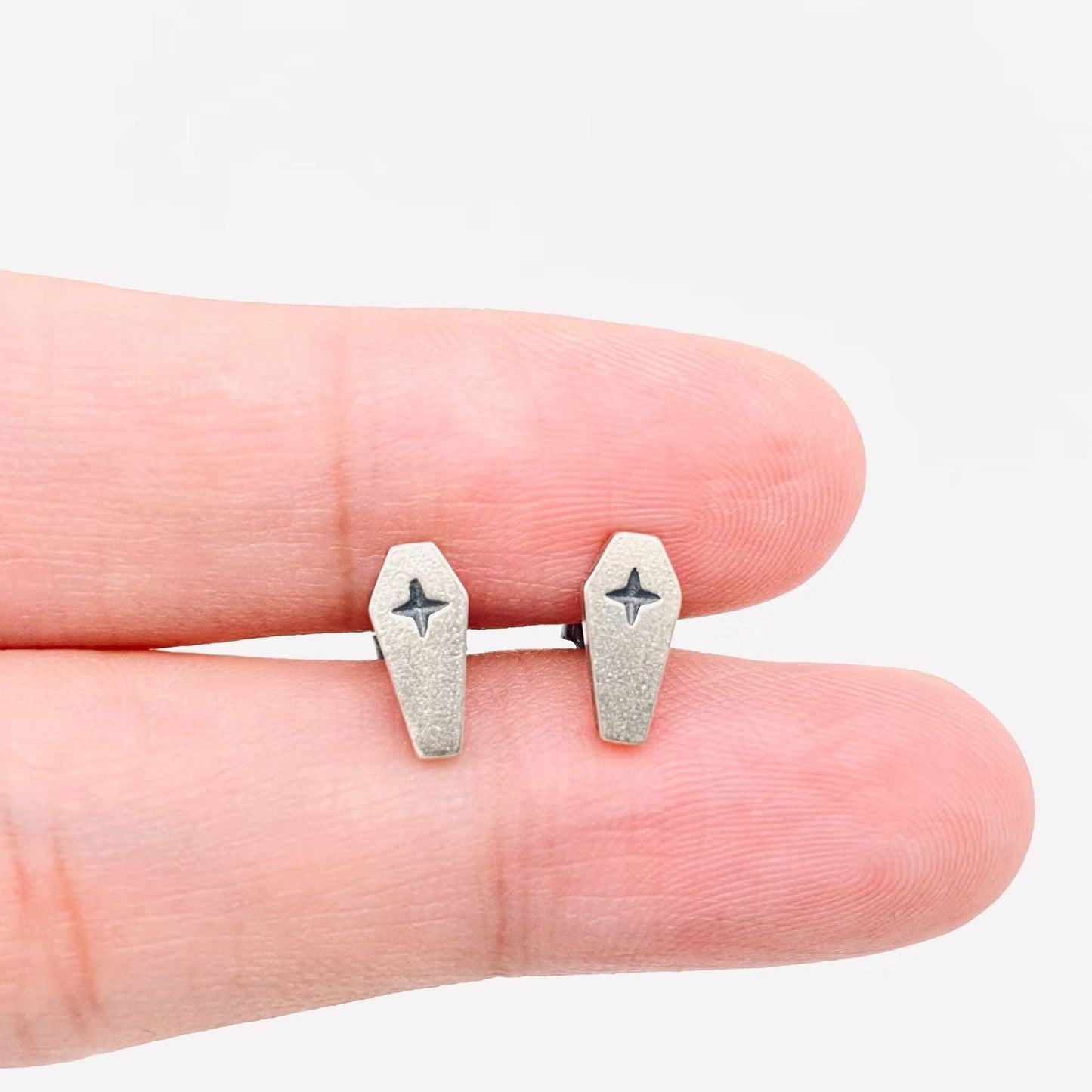 S925 Sterling Silver Coffin Ear Studs