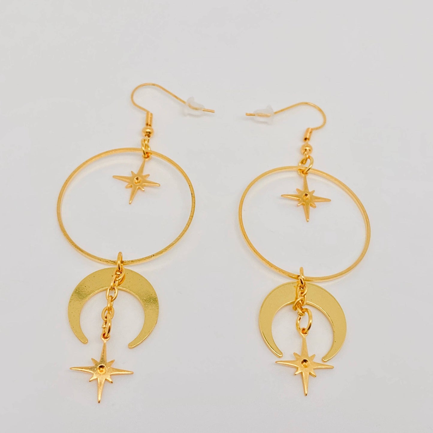 Crescent Star Moon Big Circle Earring