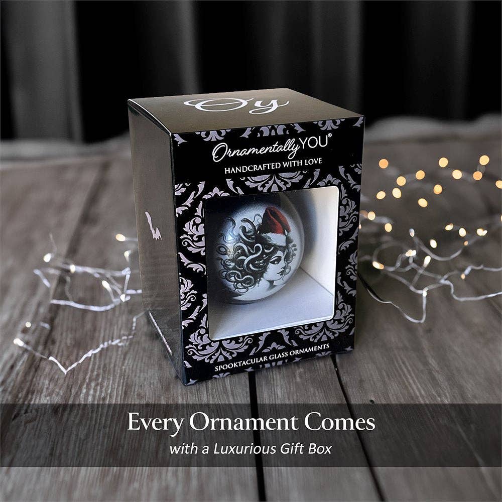 Medussa Christmas Spooky Portrait Glass Ornament