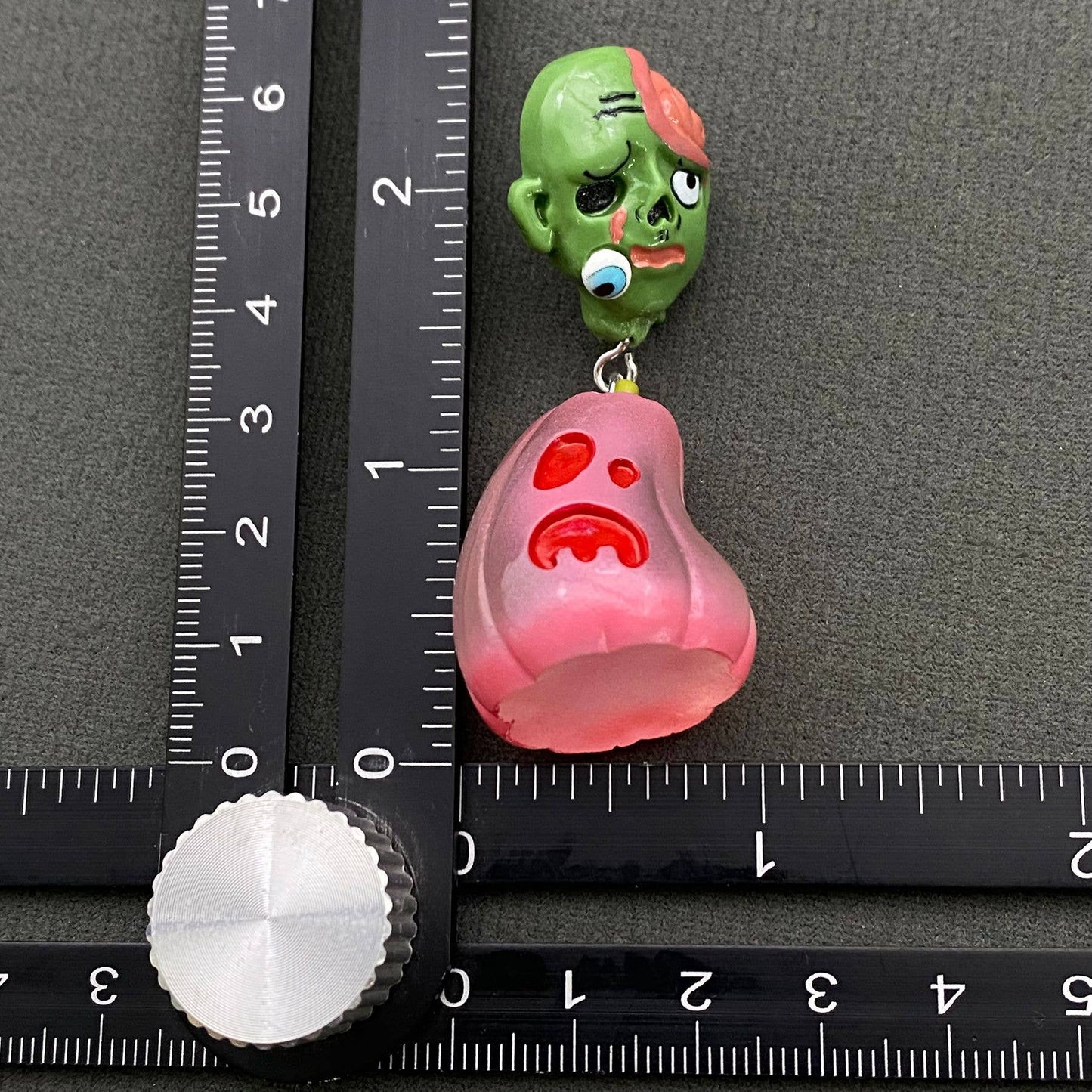 Halloween Resin Pink Pumpkin Zombie Post Earrings