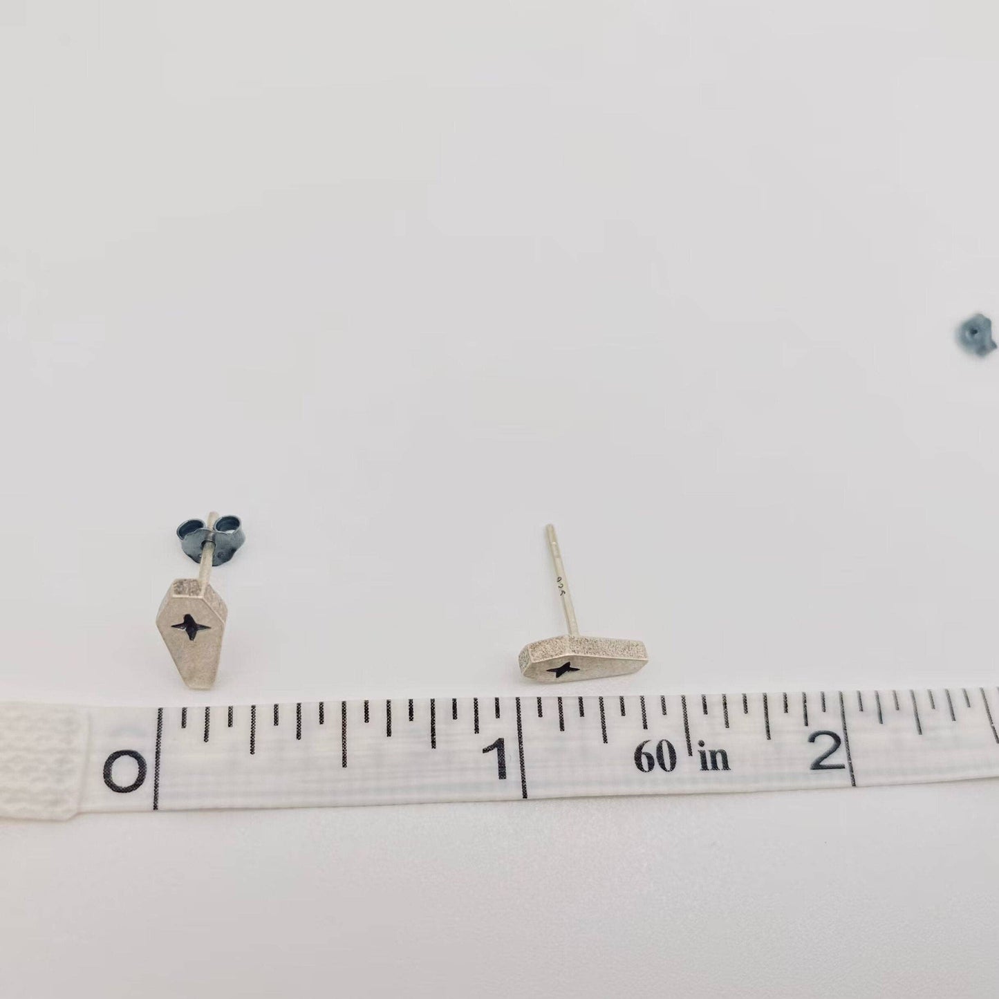 S925 Sterling Silver Coffin Ear Studs