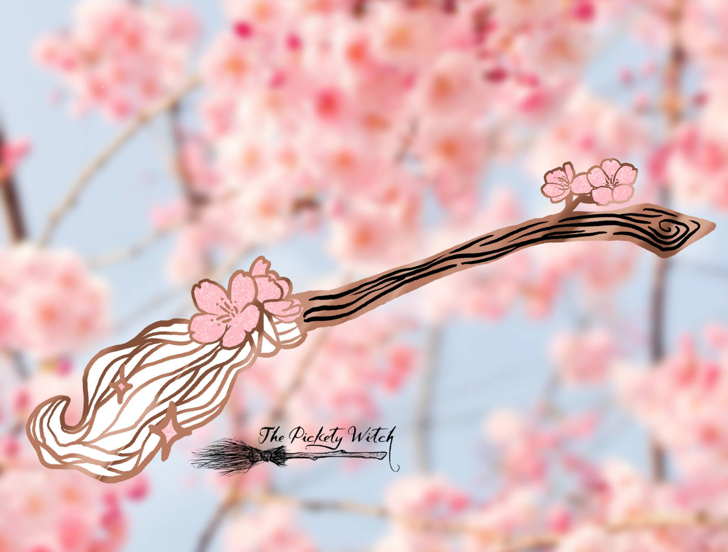 Sakura Witch's Broom Enamel Pin
