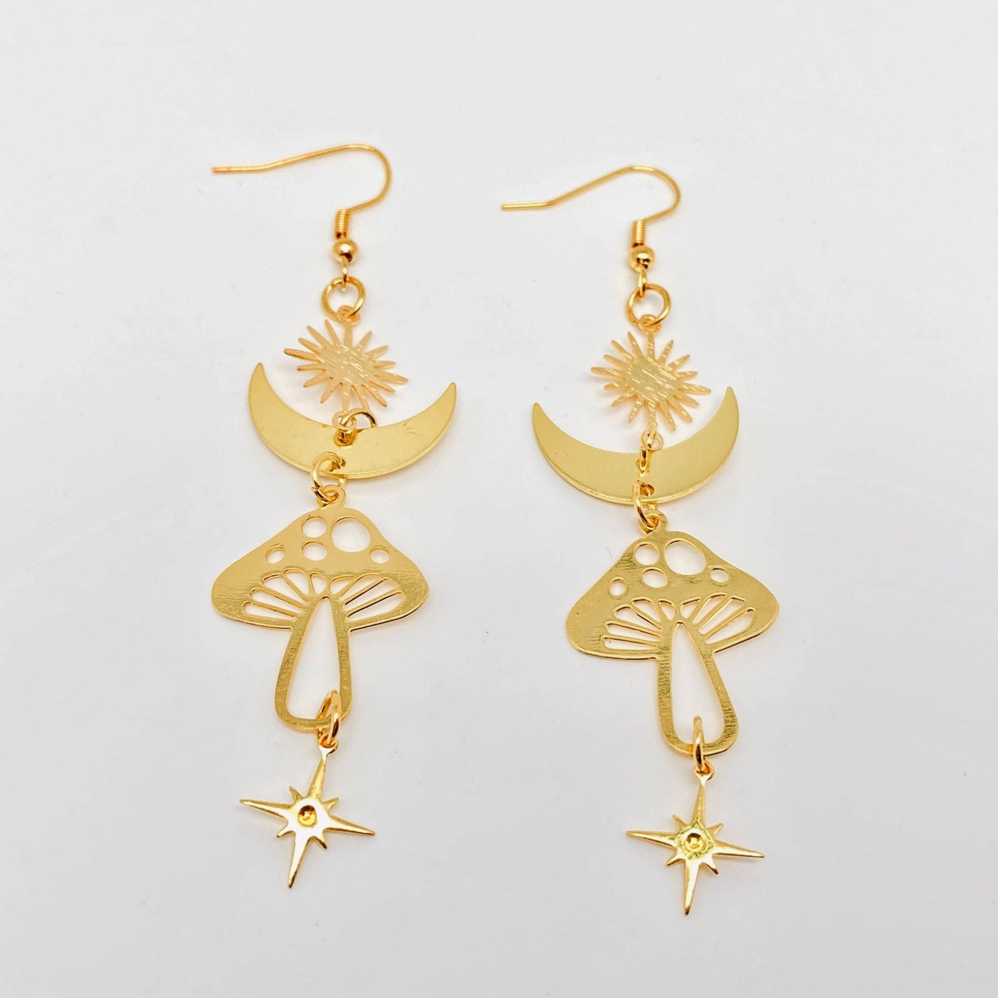 Bohemian Moon Mushroom Earrings