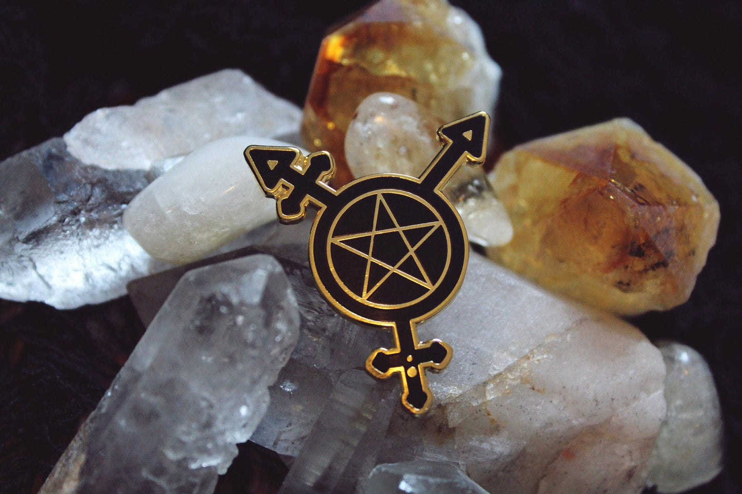 Trans Symbol Pentacle Pin: Gold