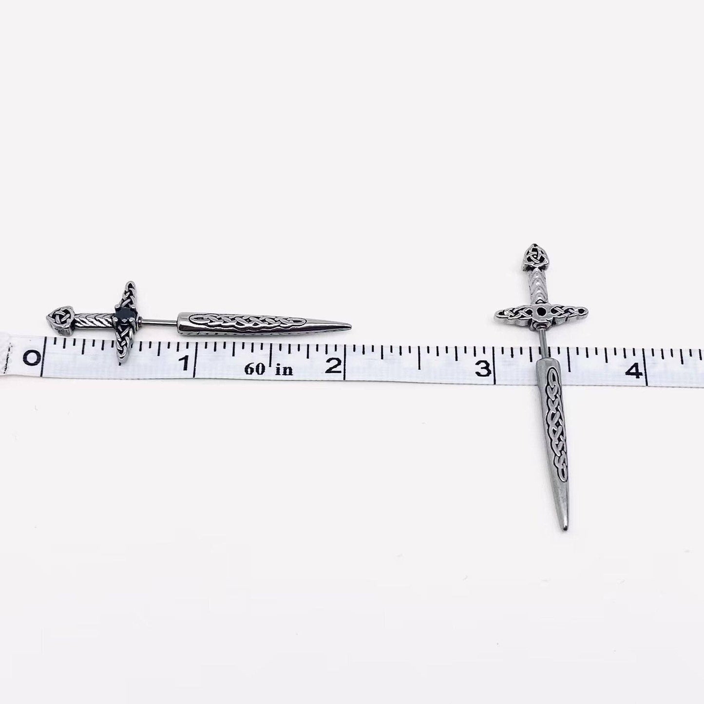 Stainless Steel Celtic Knot Sword Stud Earrings - MJ