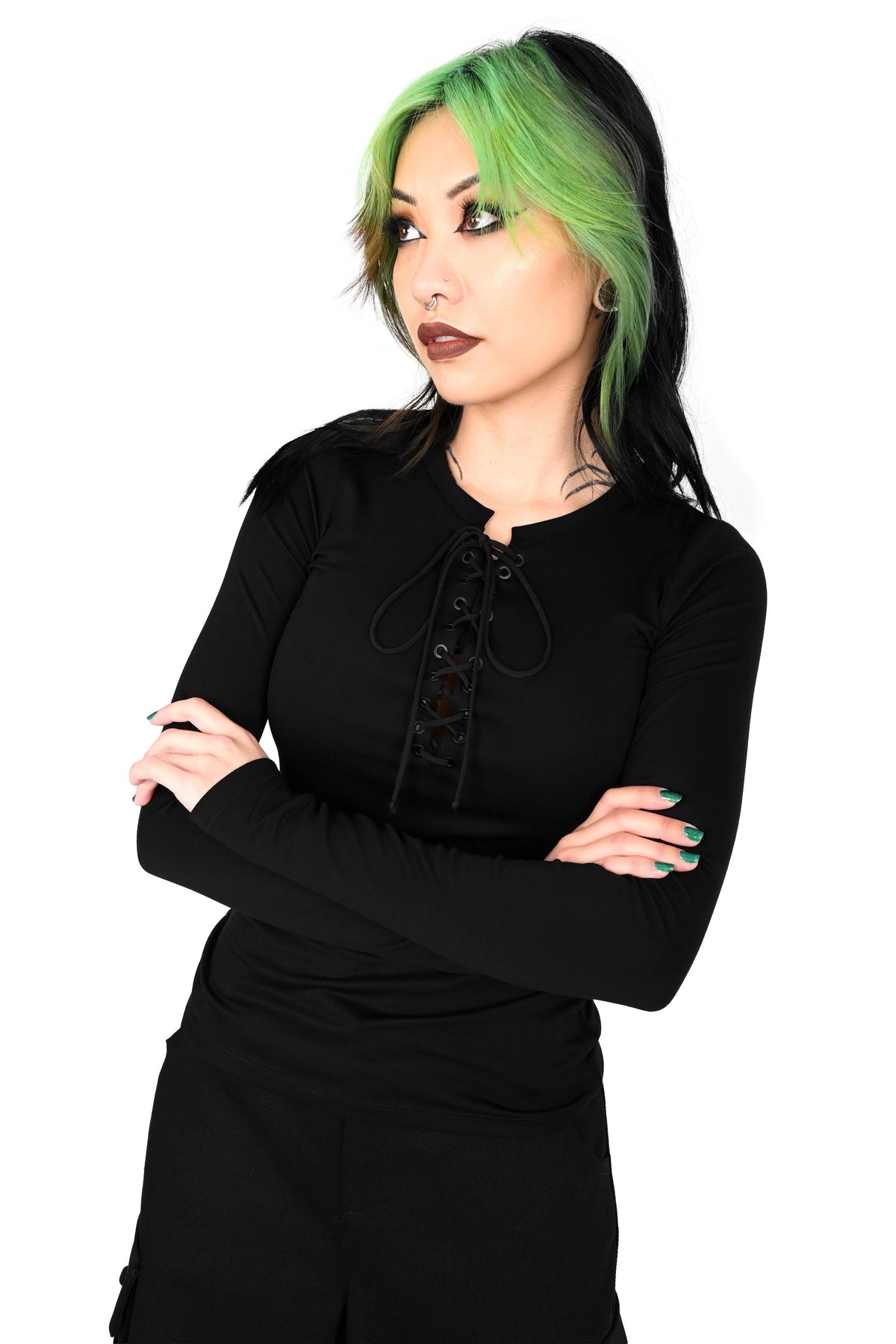Lace Up Long Sleeve Top