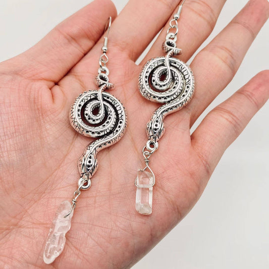 Vintage Snake Crystal Pendant Earring