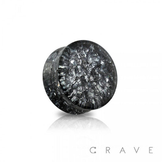 Black Cracked Glass Saddle Plug