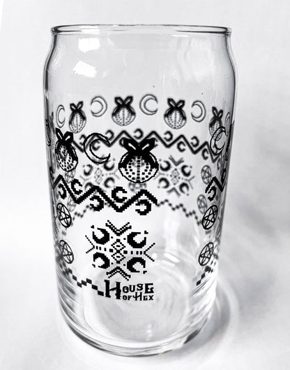 Yule Can Glass | drinkware | yule | glass straw | Christmas
