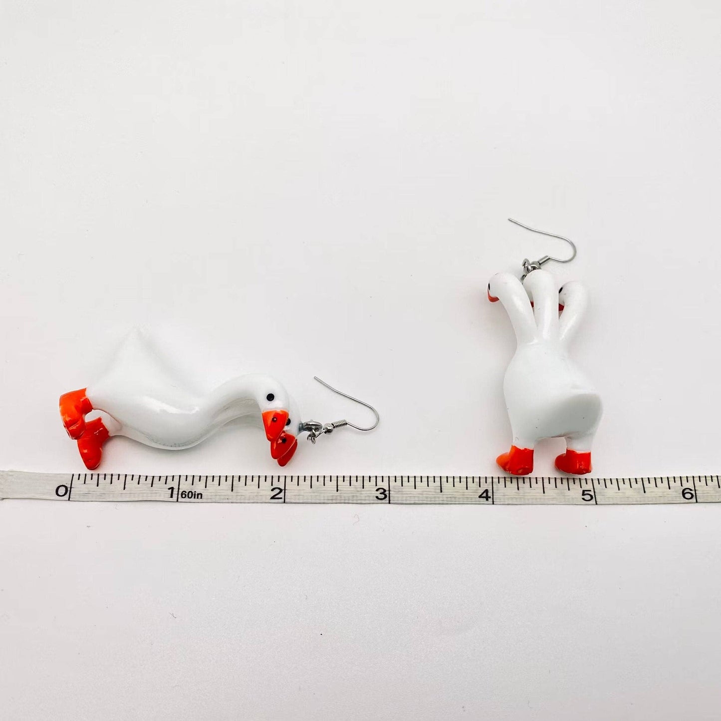 Funny Three Head Goose Pendant Earring Creative Jewelry