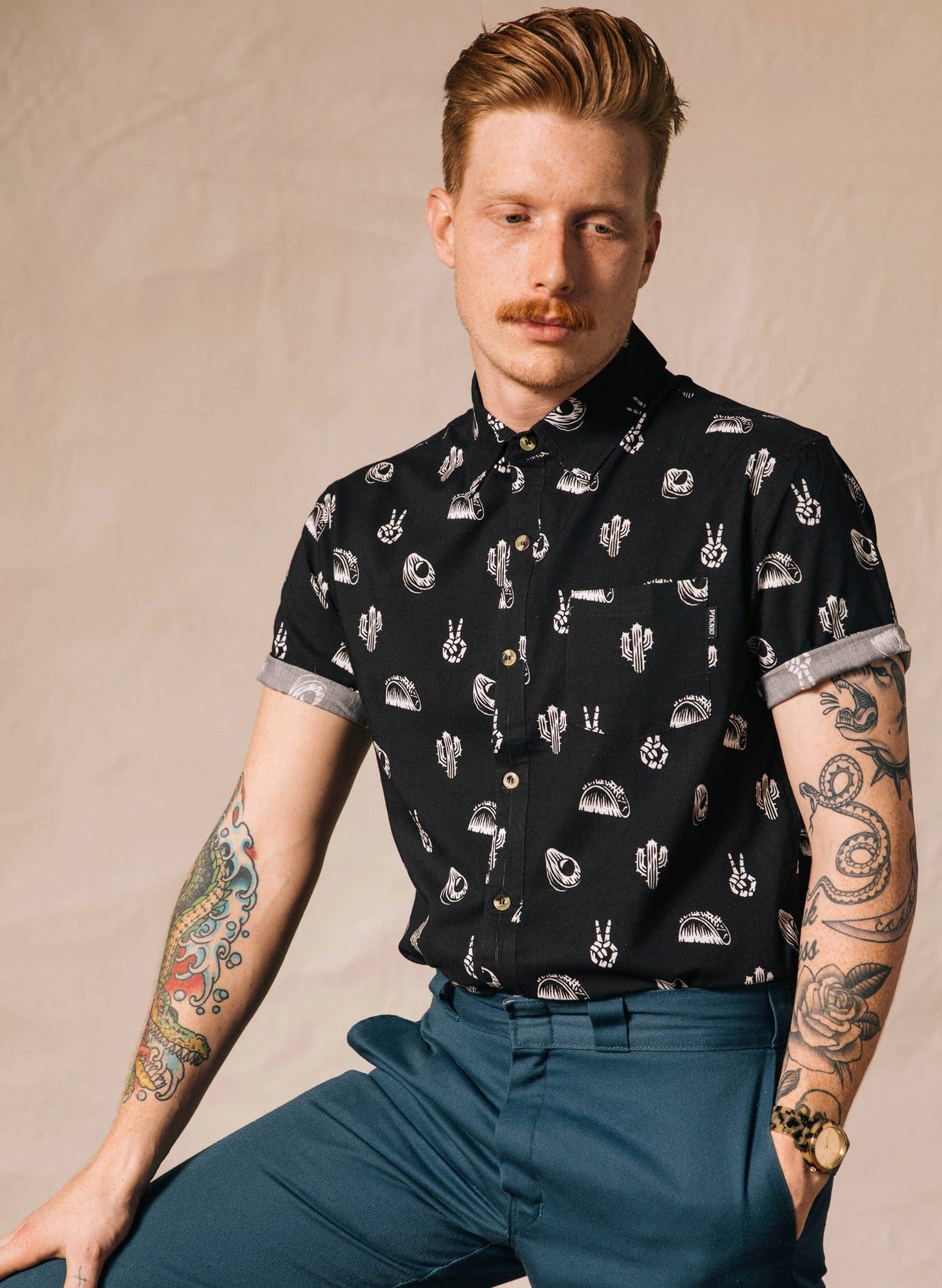 No Problemo Cactus Tacos Button Down Shirt