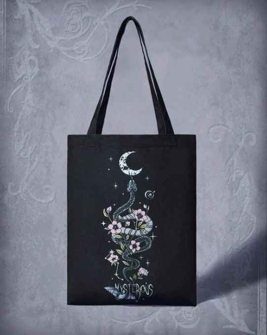 Goth Floral & Snake Shopping Tote