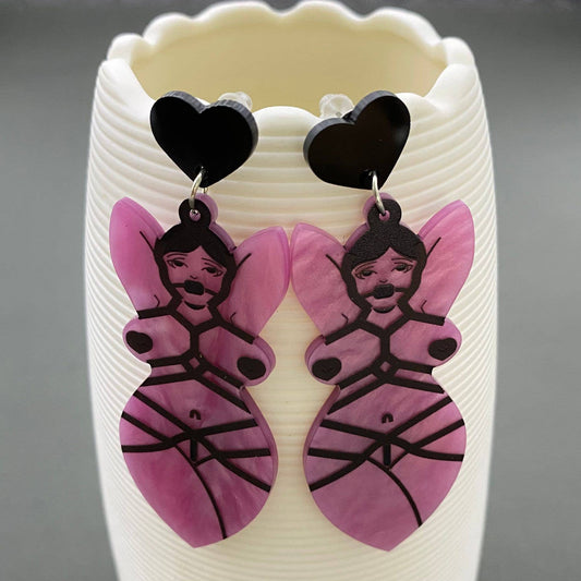Acrylic Sexy Woman Dangle Earrings