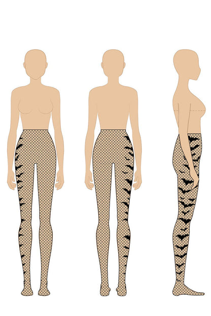 Asymmetric Bat Fishnet Tights