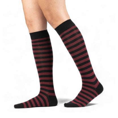 Wine and Black Stripes Knee High Socks