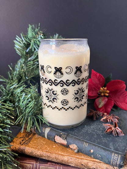 Yule Can Glass | drinkware | yule | glass straw | Christmas