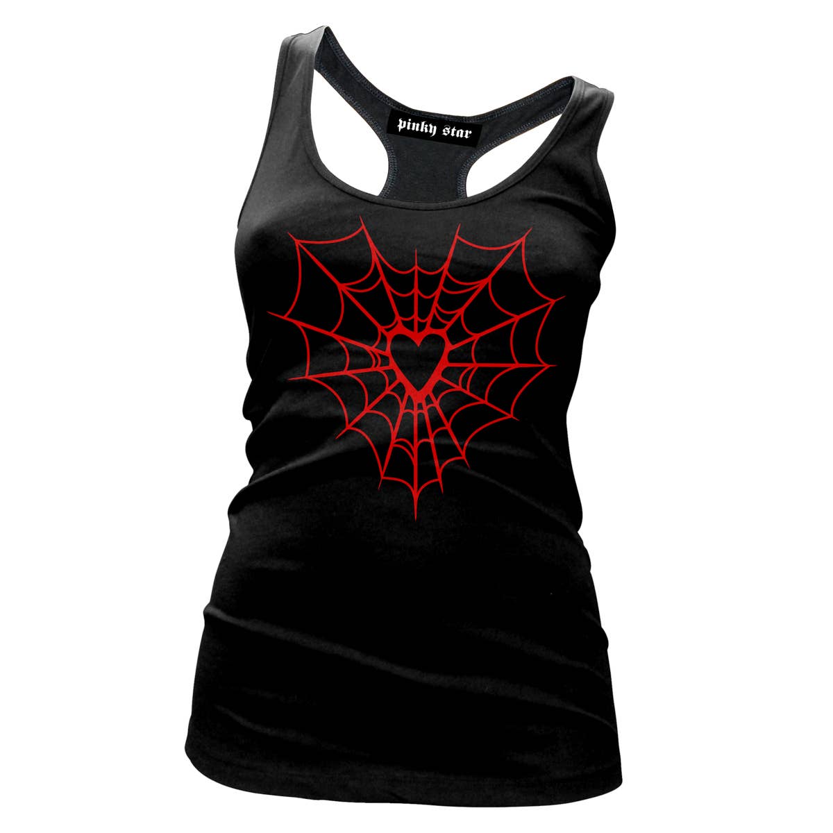 HEART WEB Graphic Print Spider Web Racerback Tank Top
