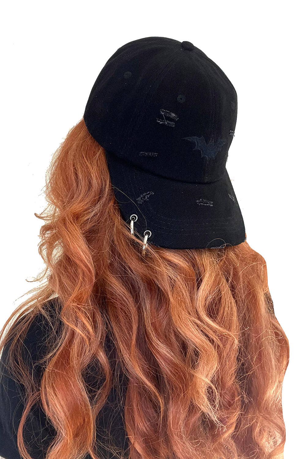 Vampire Bat Pierced Baseball Cap [Black]