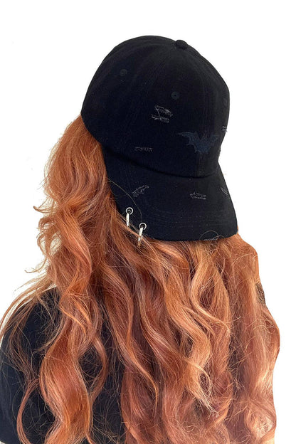 Vampire Bat Pierced Baseball Cap [Black]