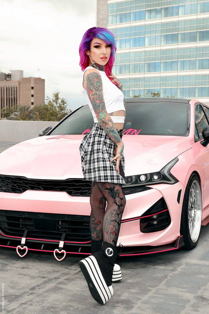 Asymmetric Bat Fishnet Tights