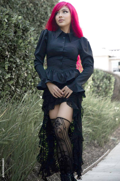Ravenmourne Puff Sleeve Peplum Top