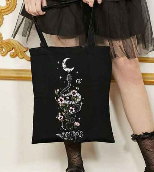 Goth Floral & Snake Shopping Tote
