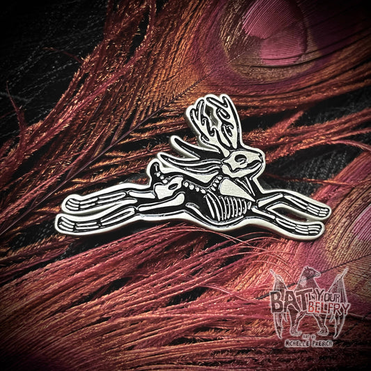 Jackalope Skeleton Enamel Pin