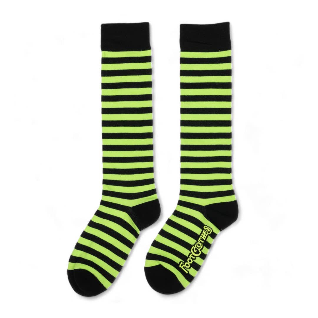 Lime and Black Stripes Knee High Socks