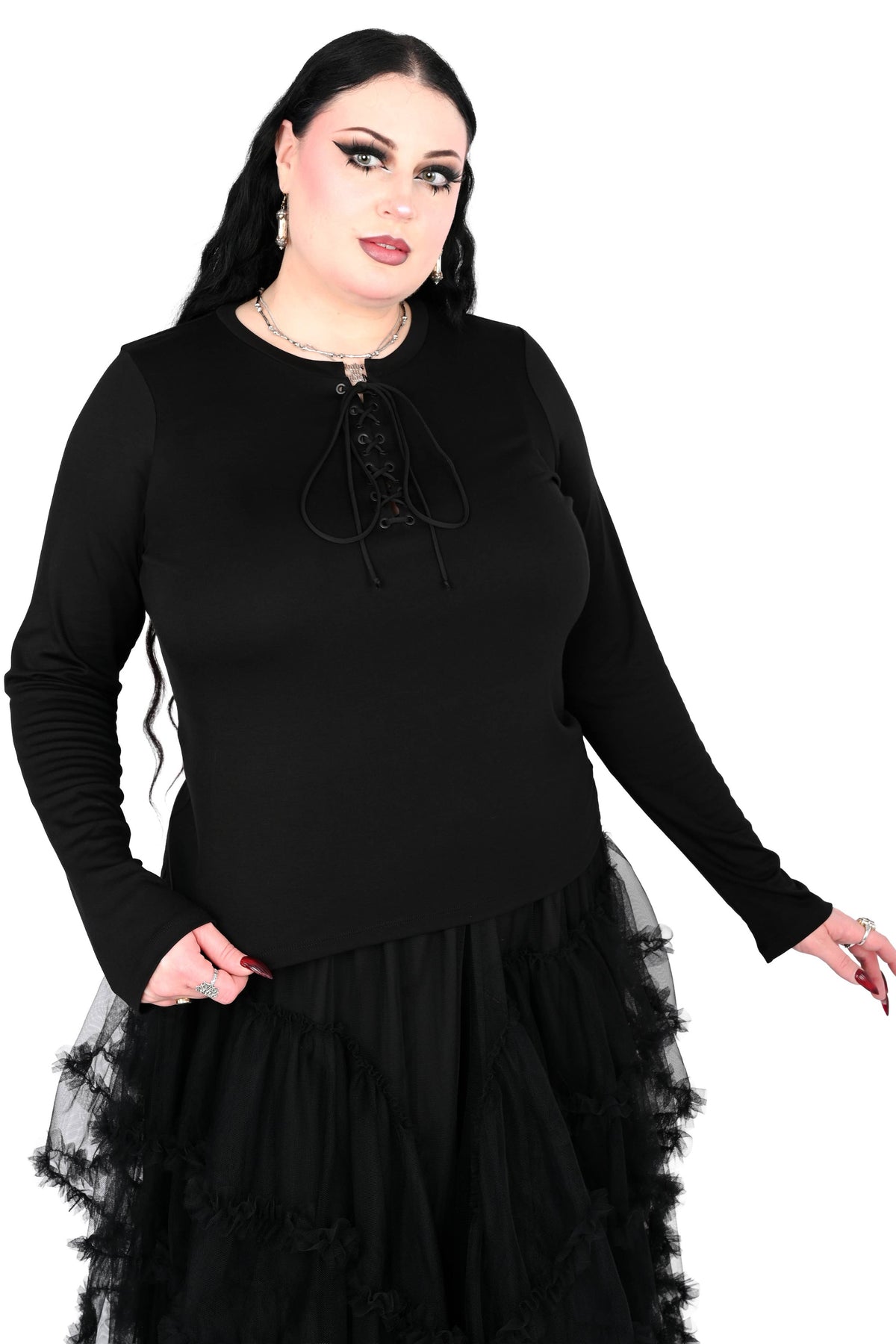 Lace Up Long Sleeve Top