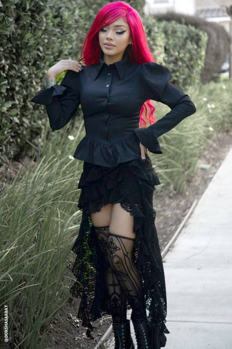 Ravenmourne Puff Sleeve Peplum Top
