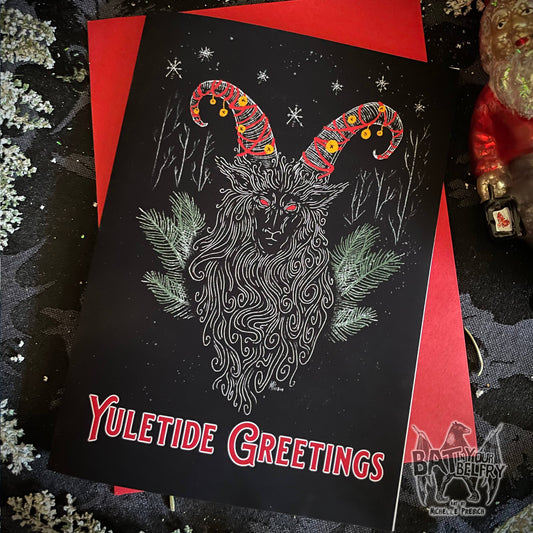 Dark Yule Goat Christmas Card