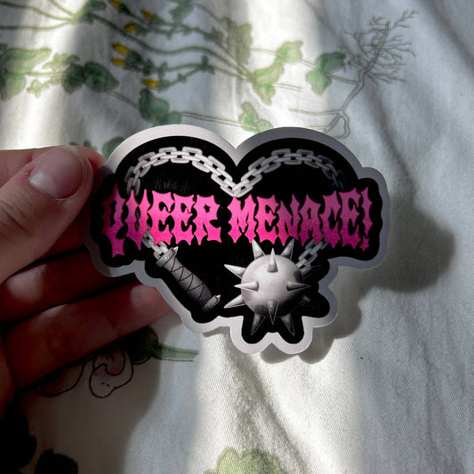 Queer Menace Heart Flail Pride Sticker