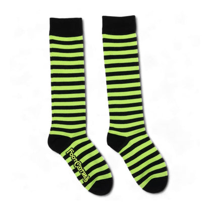 Lime and Black Stripes Knee High Socks