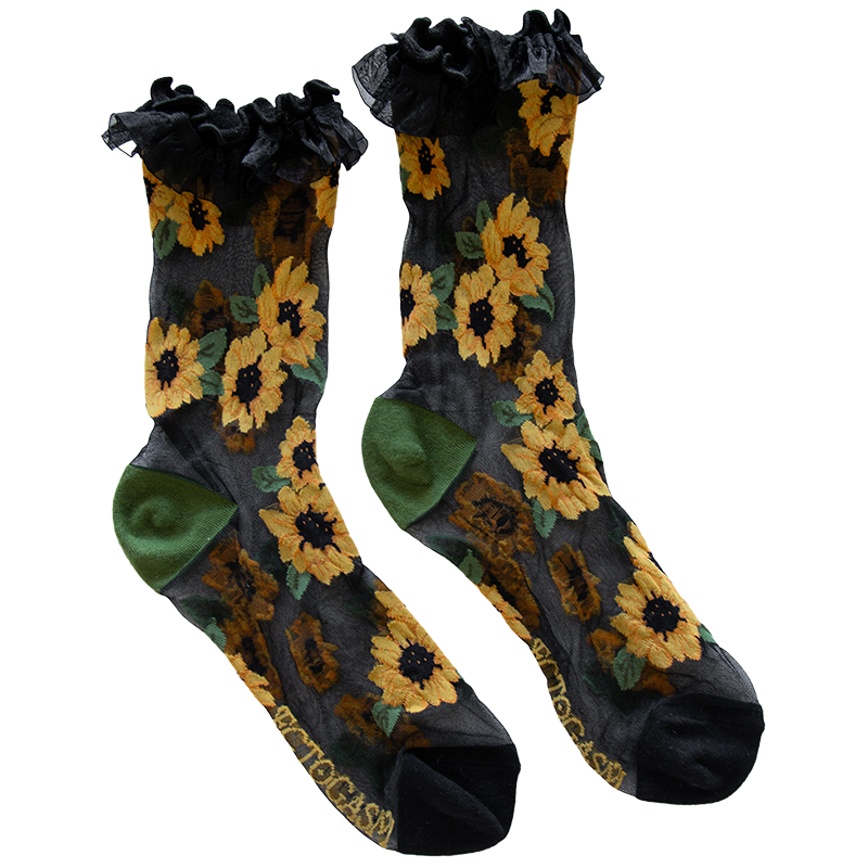 Sheer Sunflower Socks with Lace