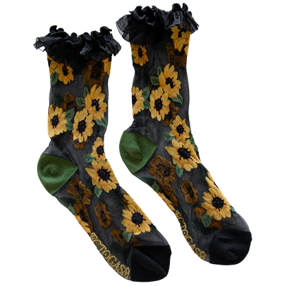 Sheer Sunflower Socks with Lace