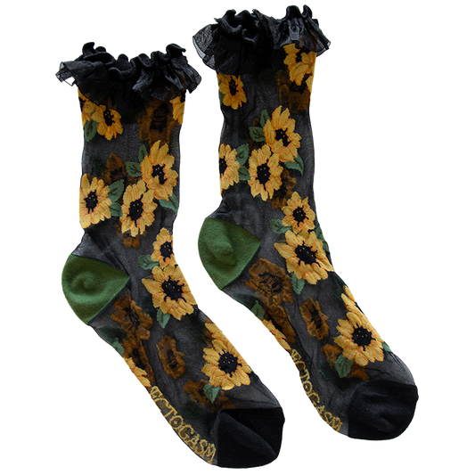 Sheer Sunflower Socks with Lace