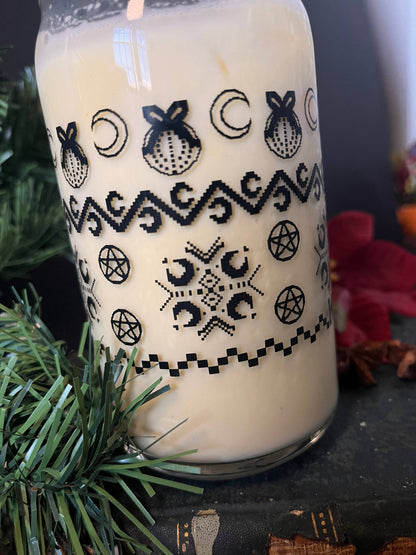 Yule Can Glass | drinkware | yule | glass straw | Christmas