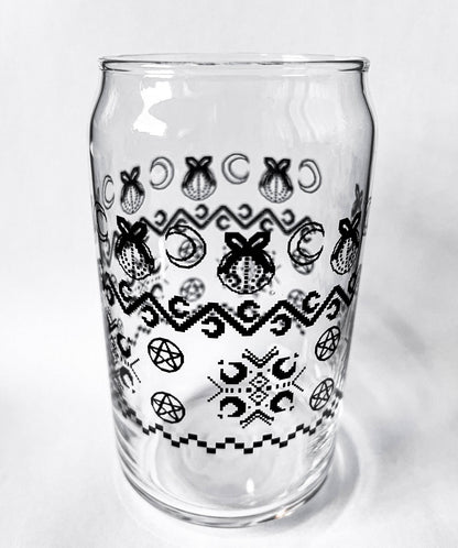 Yule Can Glass | drinkware | yule | glass straw | Christmas