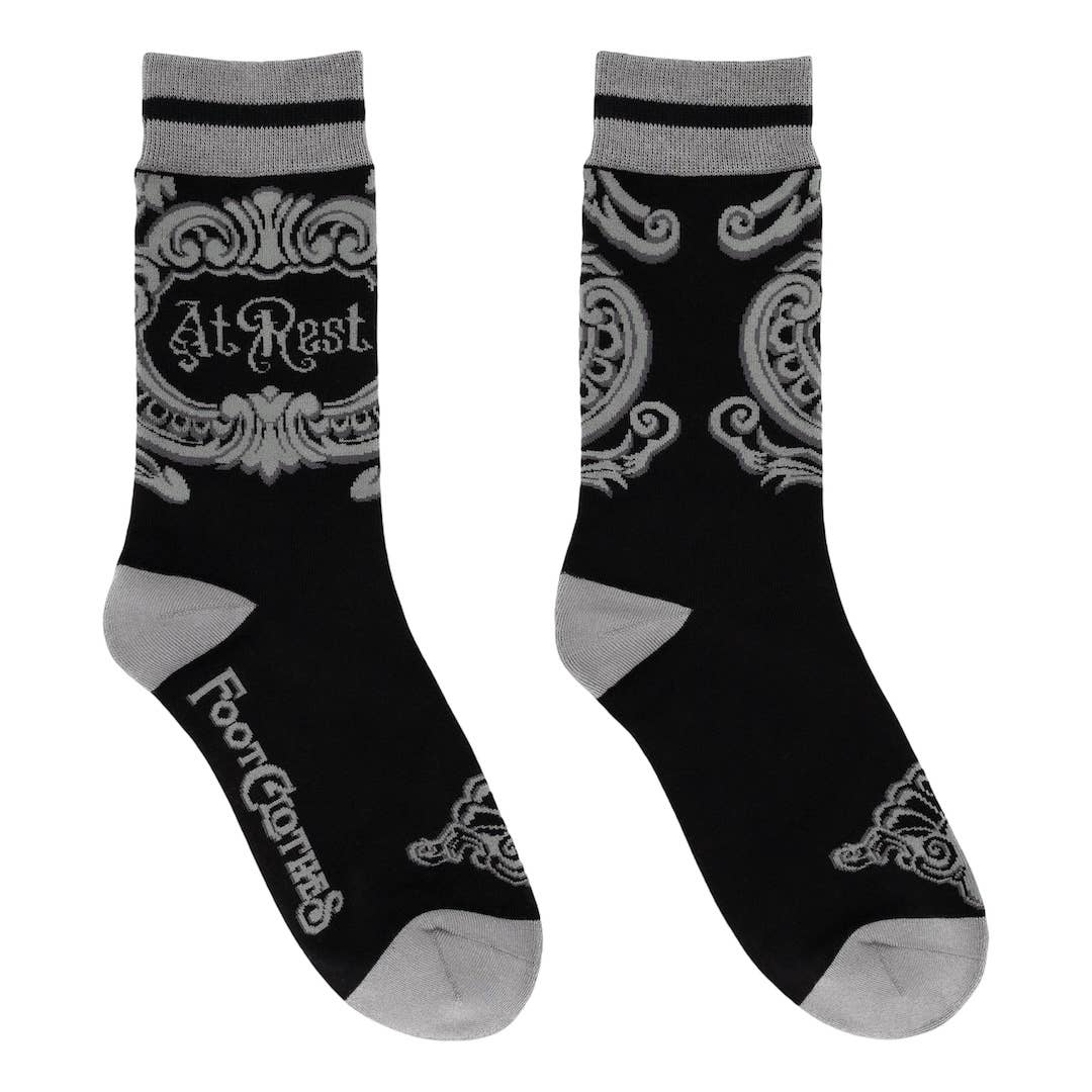 At Rest Coffin Plaque Crew Socks