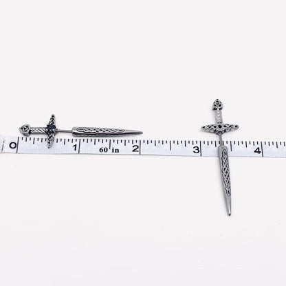 Stainless Steel Celtic Knot Sword Stud Earrings - MJ