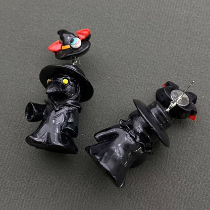 Halloween Resin Plague Doctor Dagnle Earrings
