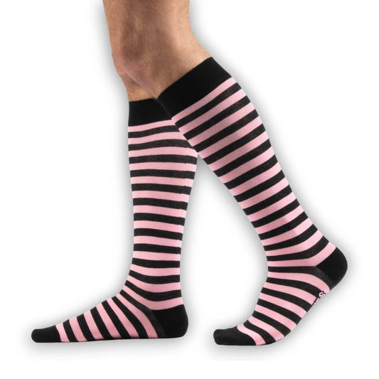 Bubblegum and Black Stripes Knee High Socks