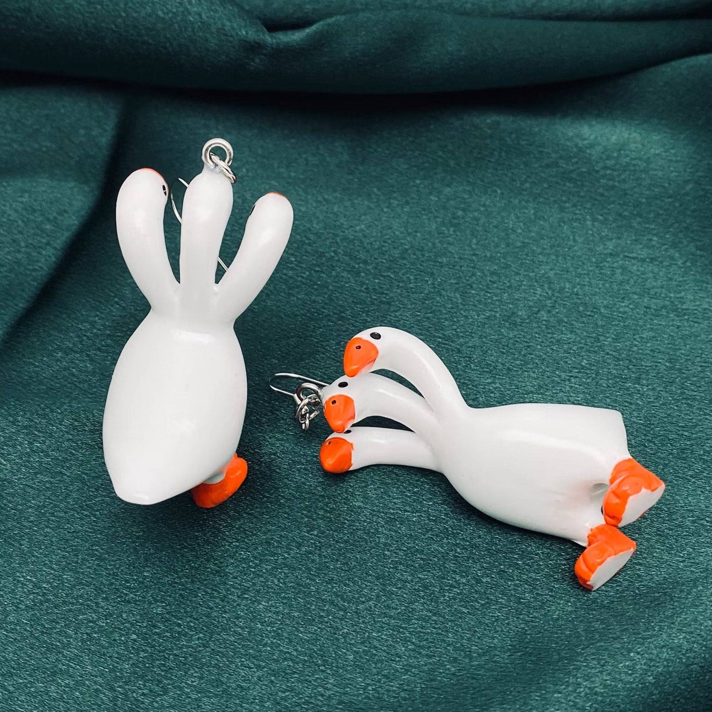 Funny Three Head Goose Pendant Earring Creative Jewelry