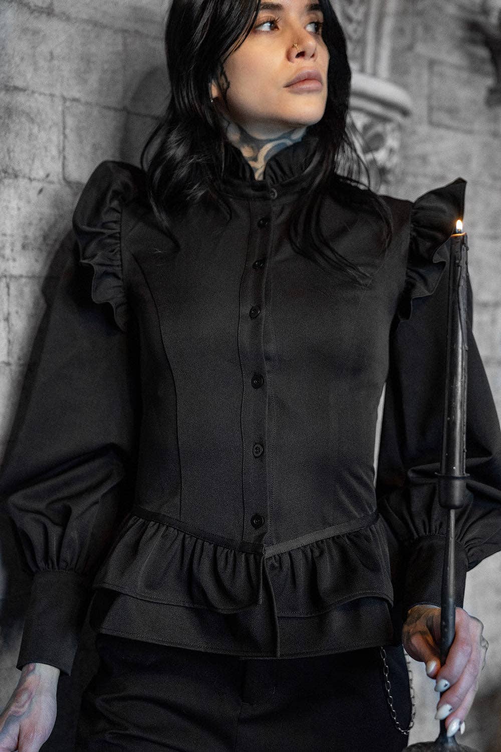 Victorian Ruffle Shoulder Top